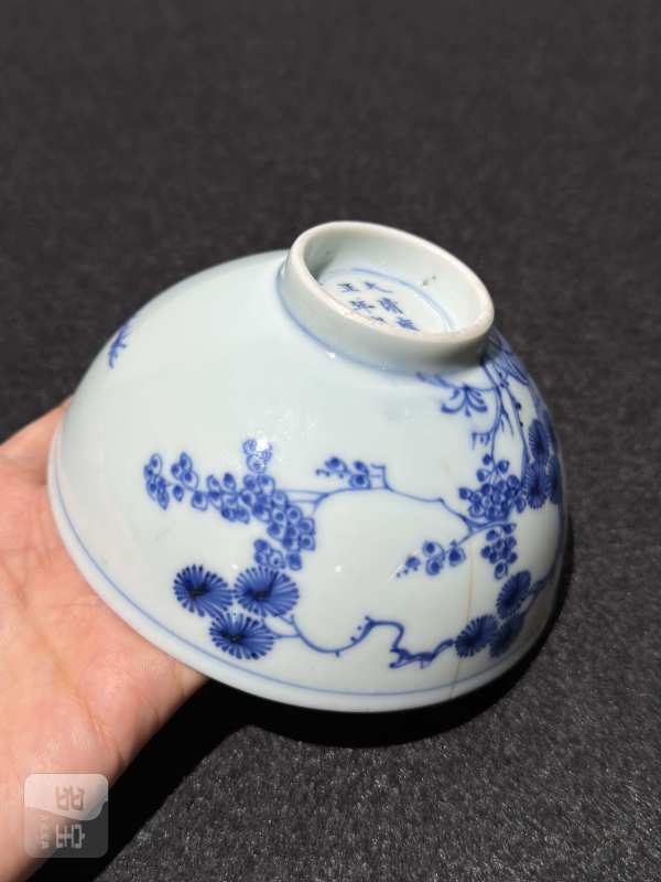 清雍正 青花岁寒三友图小碗 - 图7